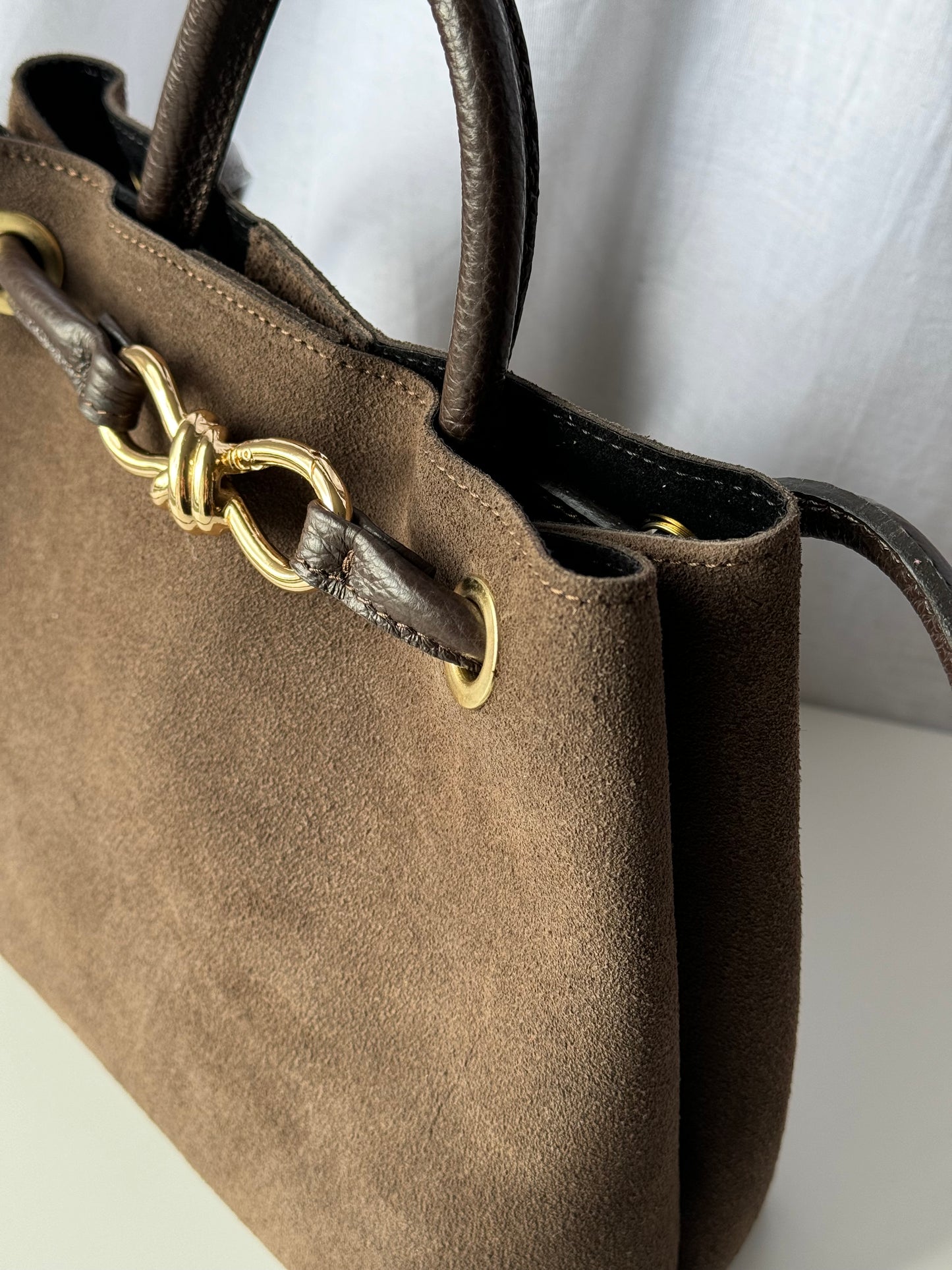 borsa in pelle scamosciata