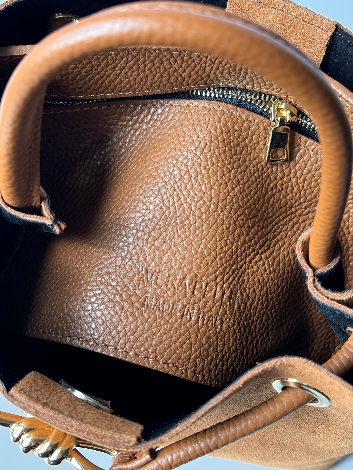 borsa in pelle scamosciata