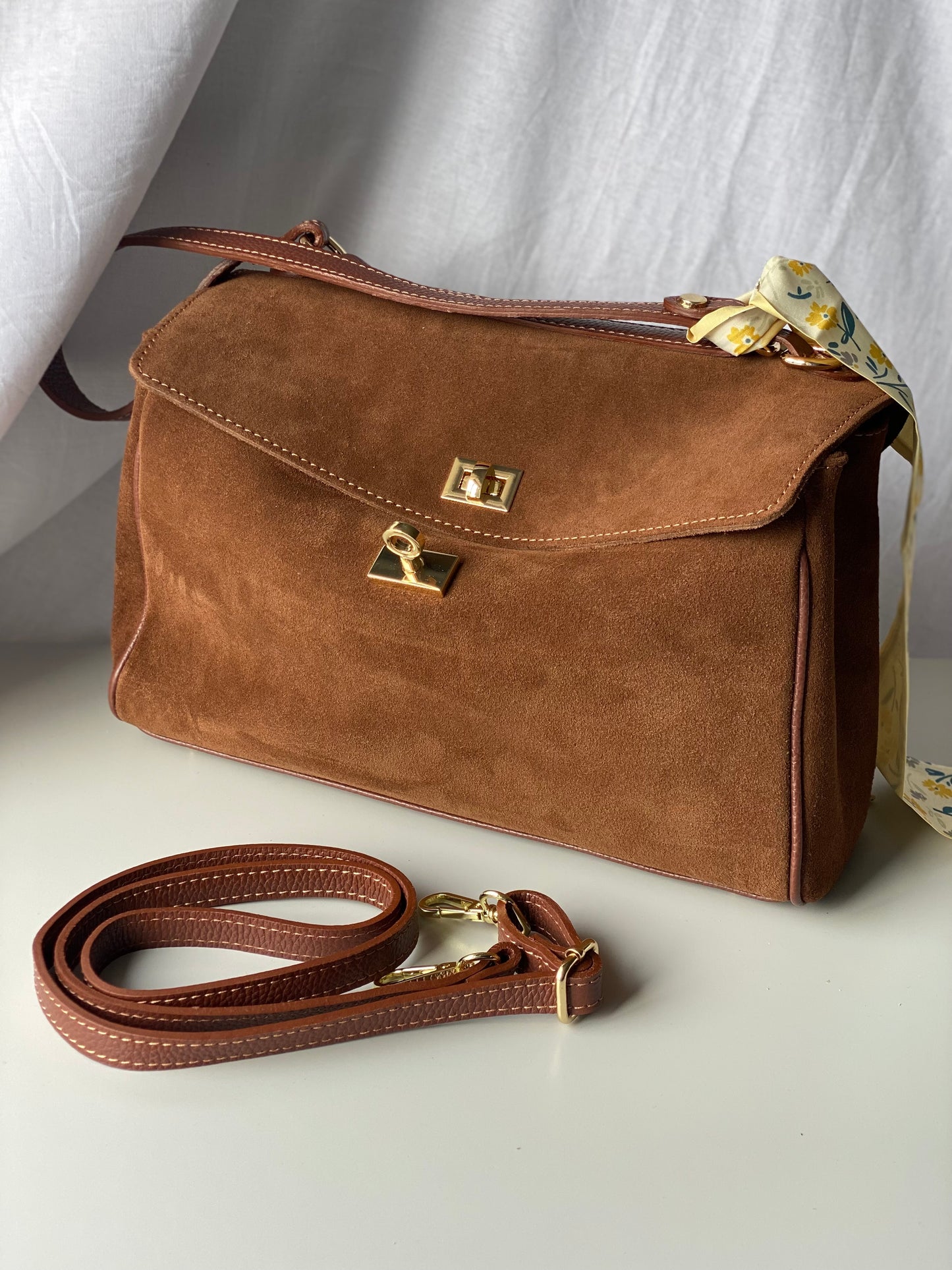 Borsa tote mini in pelle scamosciata