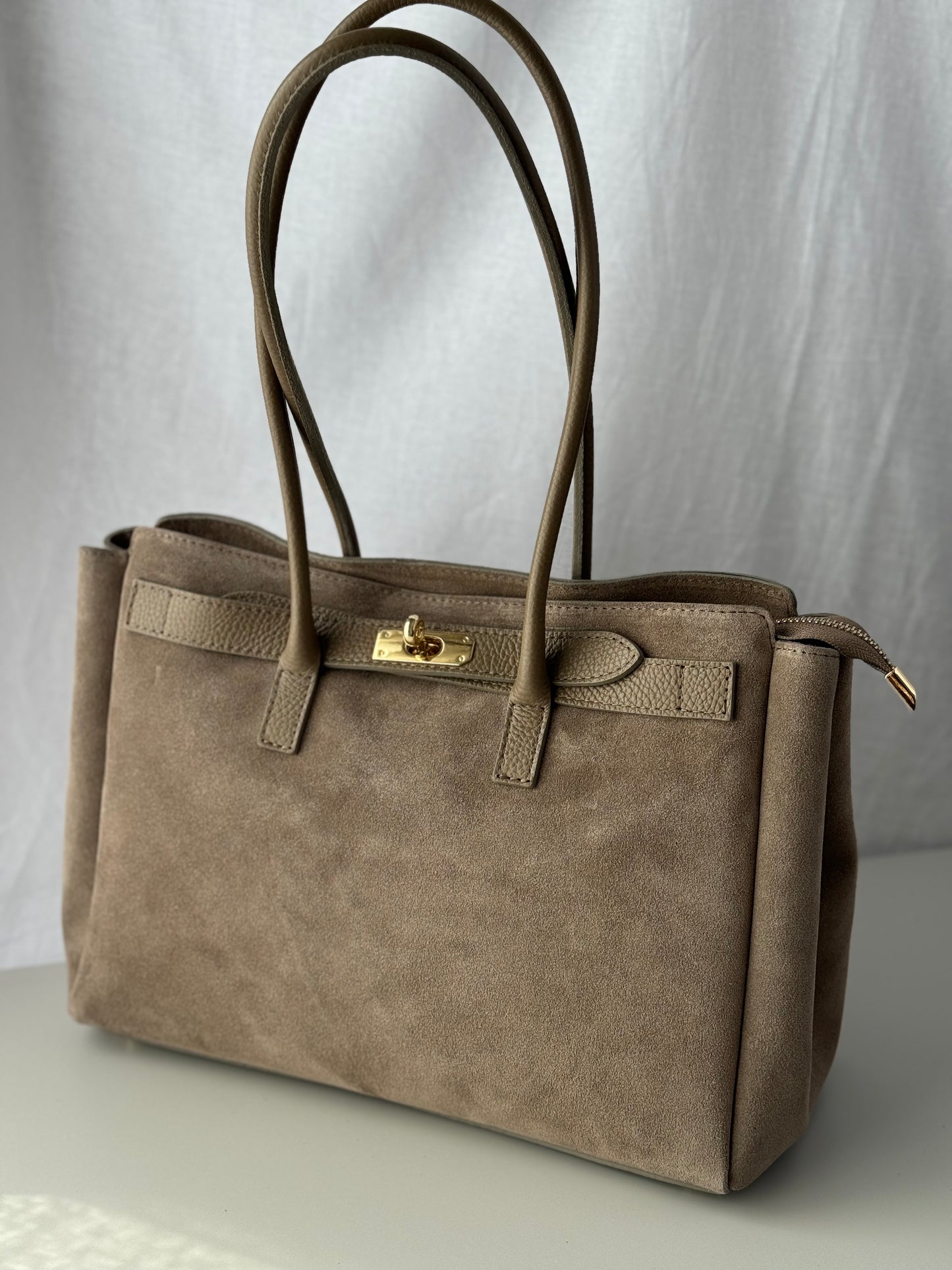 borsa in pelle scamosciata