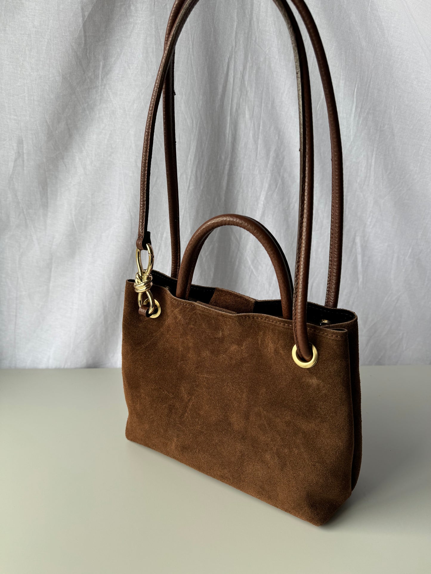 borsa in pelle scamosciata