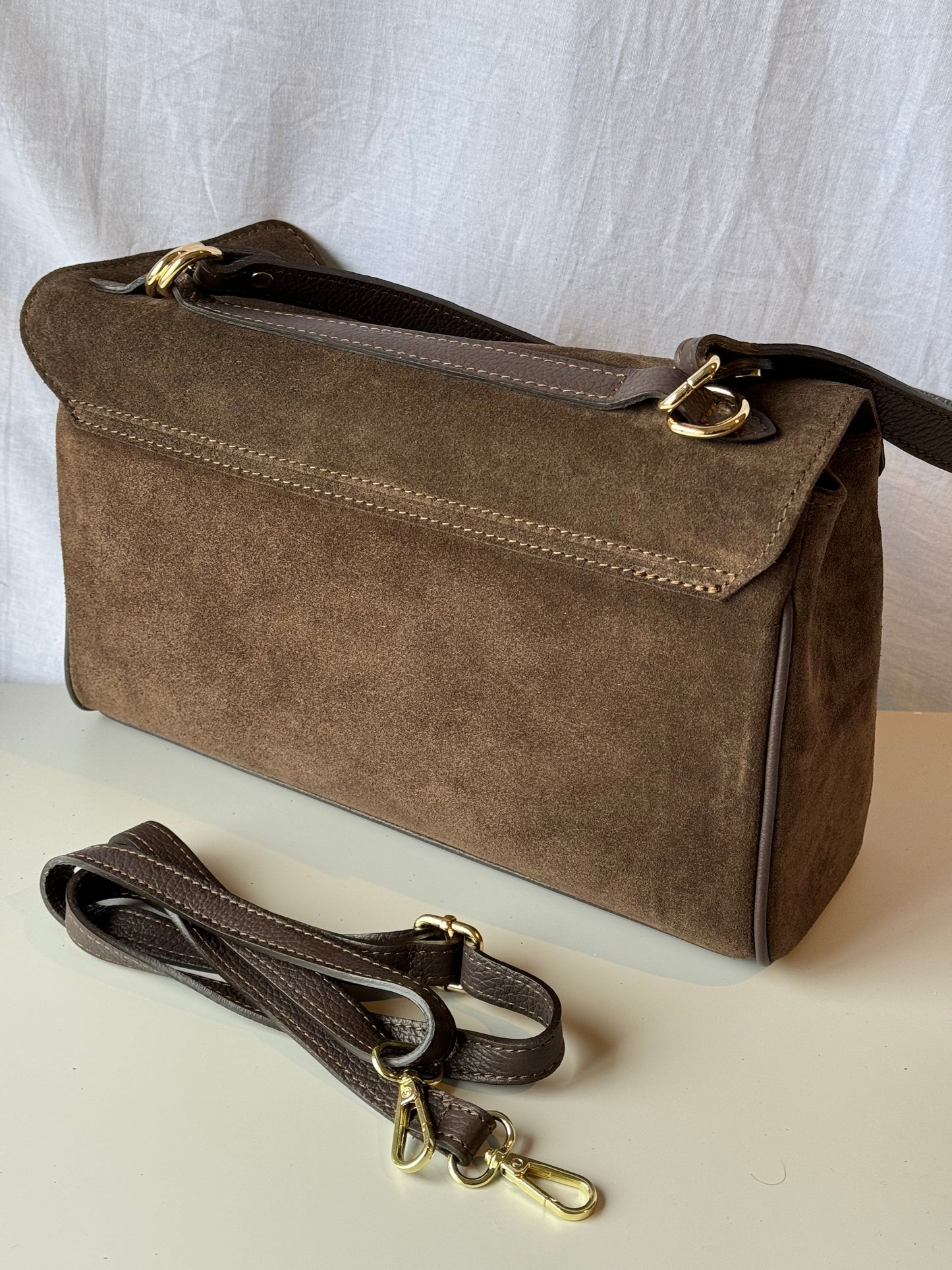 Borsa tote mini in pelle scamosciata