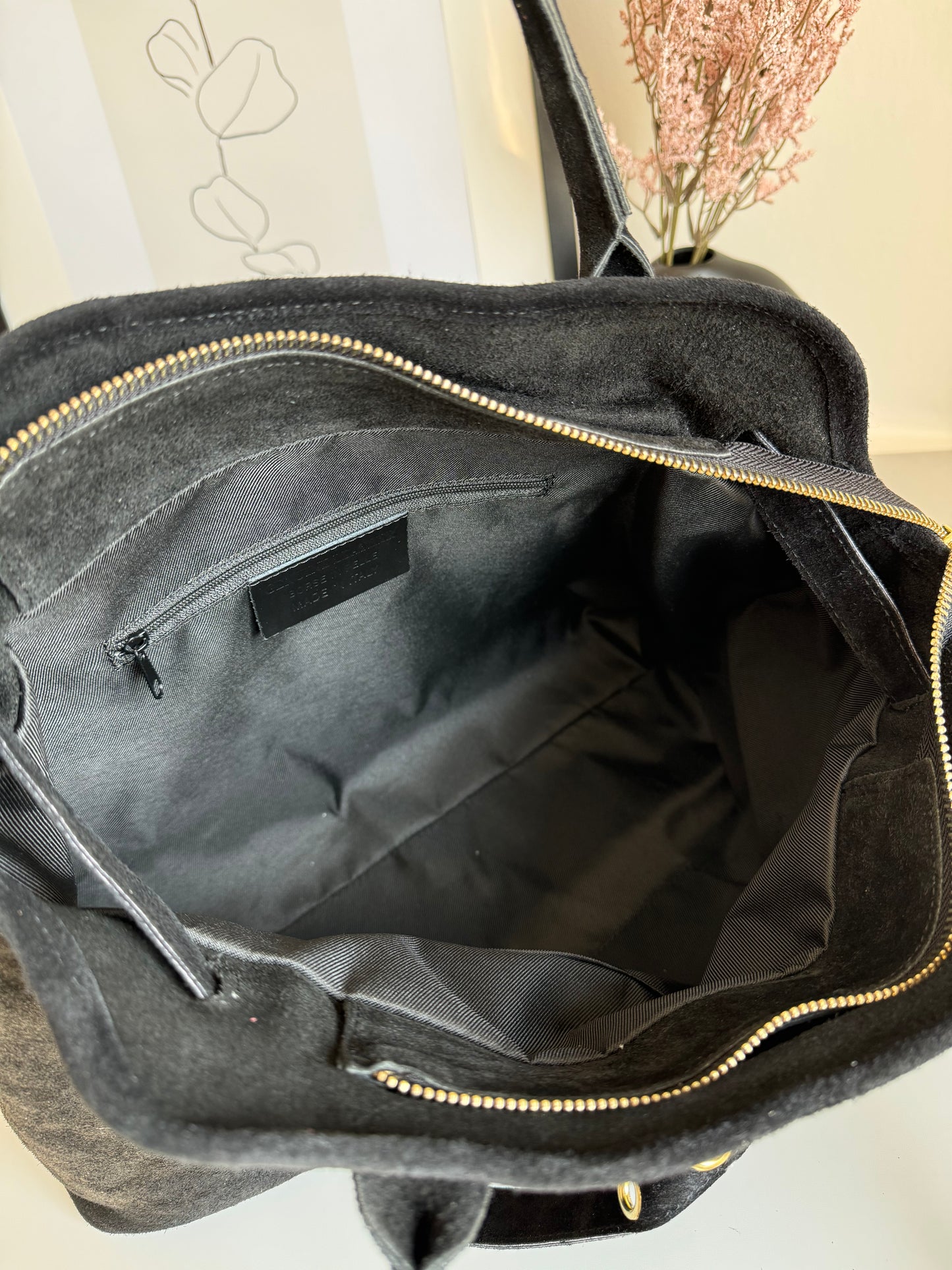 borsa in pelle scamosciata
