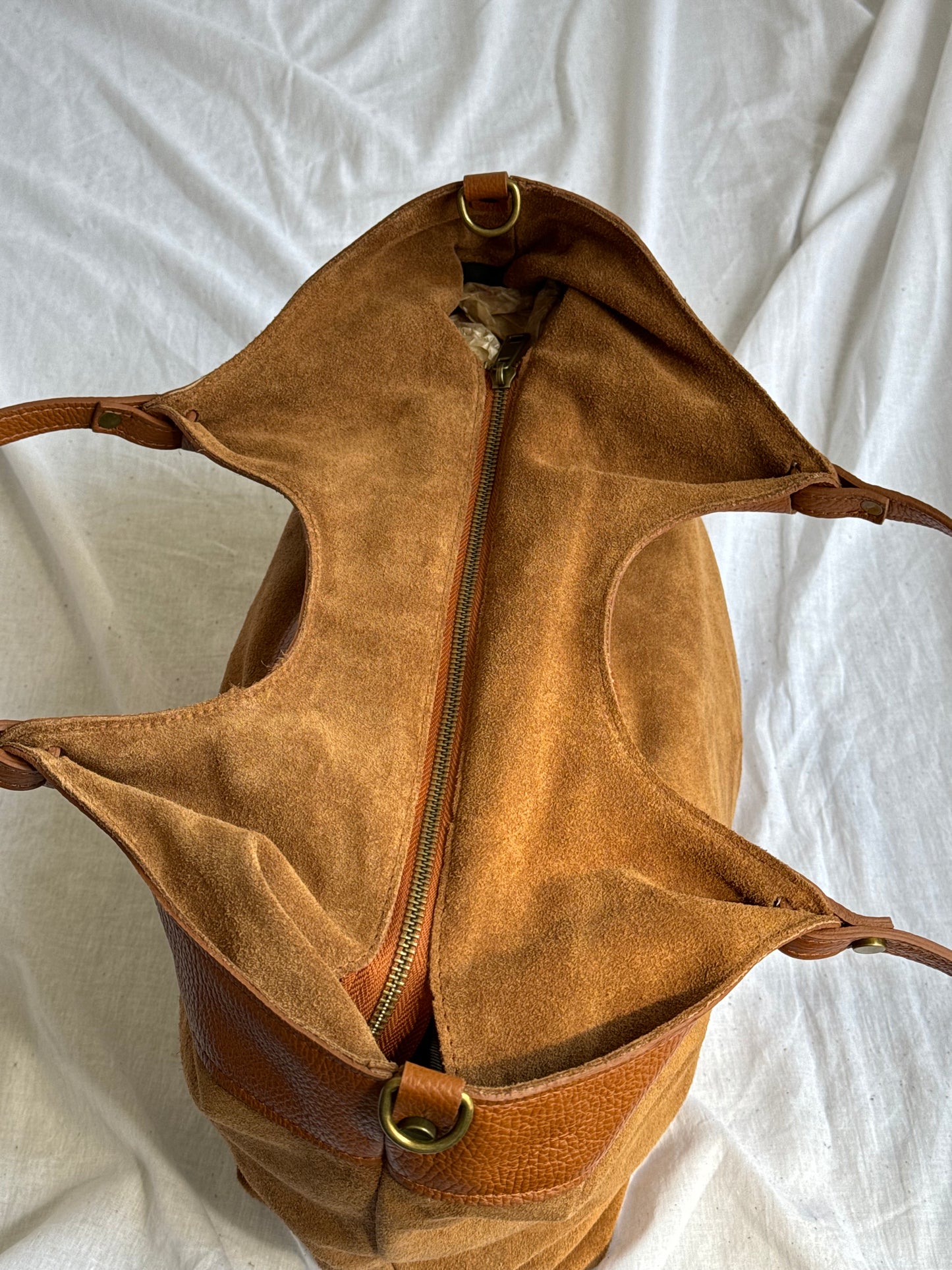 borsa in pelle scamosciata