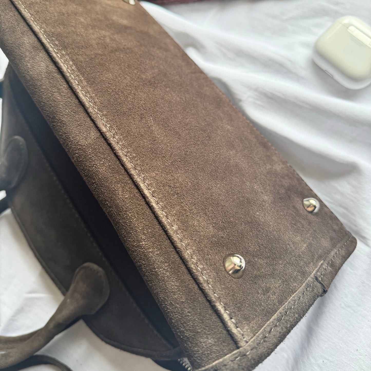 Borsa tote mini in pelle scamosciata