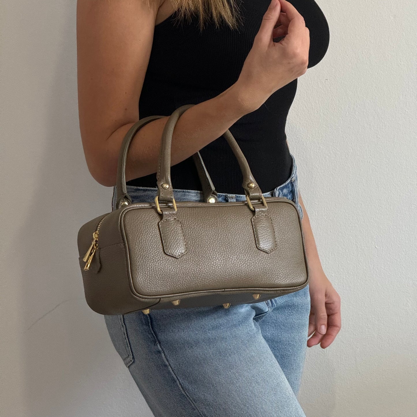 borsa baguette in pelle con tracolla