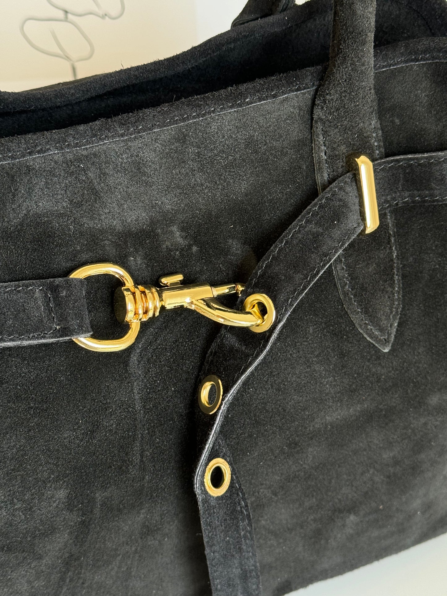 borsa in pelle scamosciata