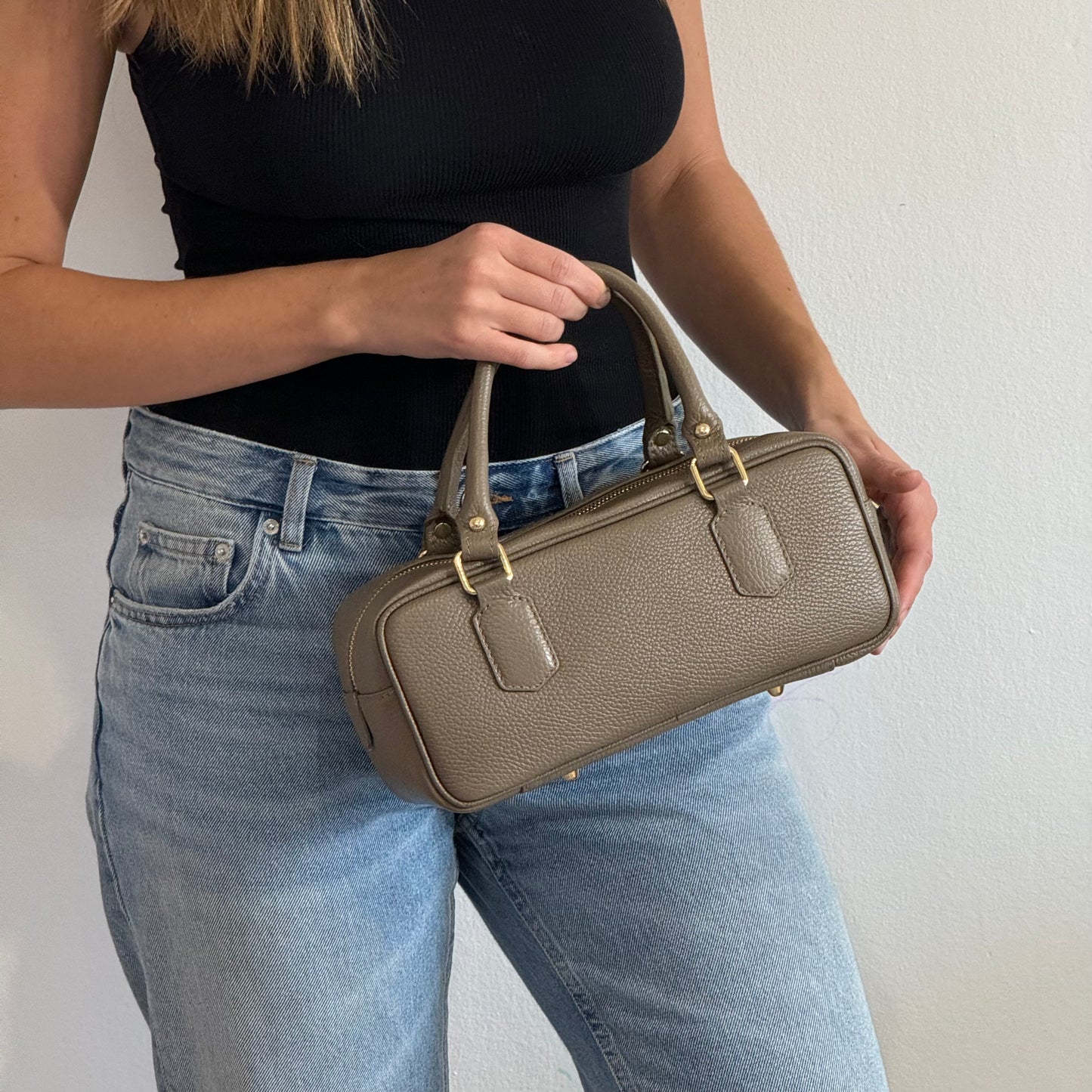 borsa baguette in pelle con tracolla