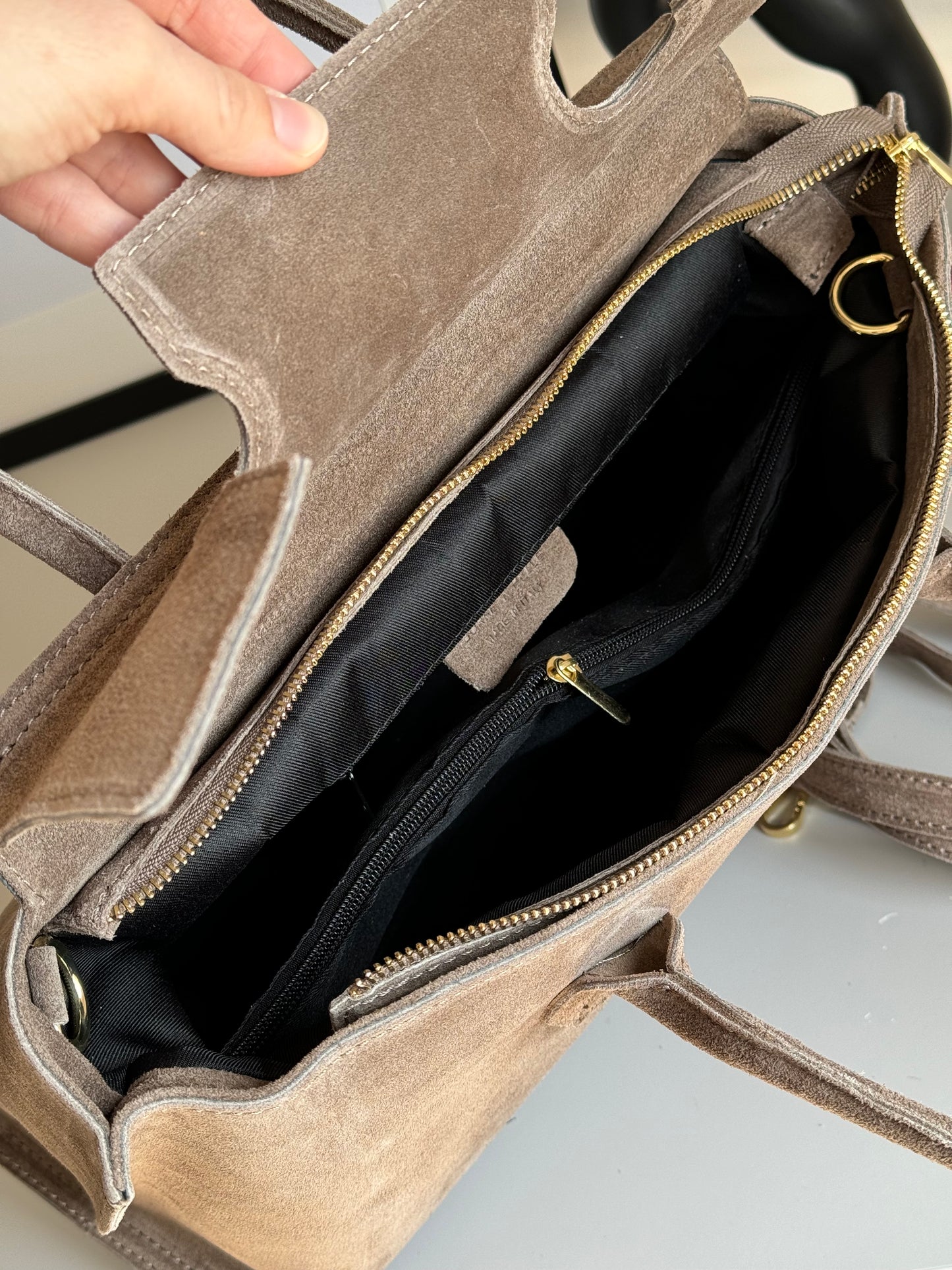 borsa in pelle scamosciata