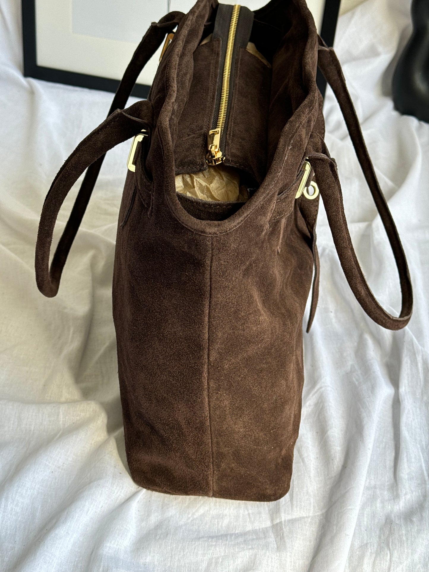 borsa in pelle scamosciata