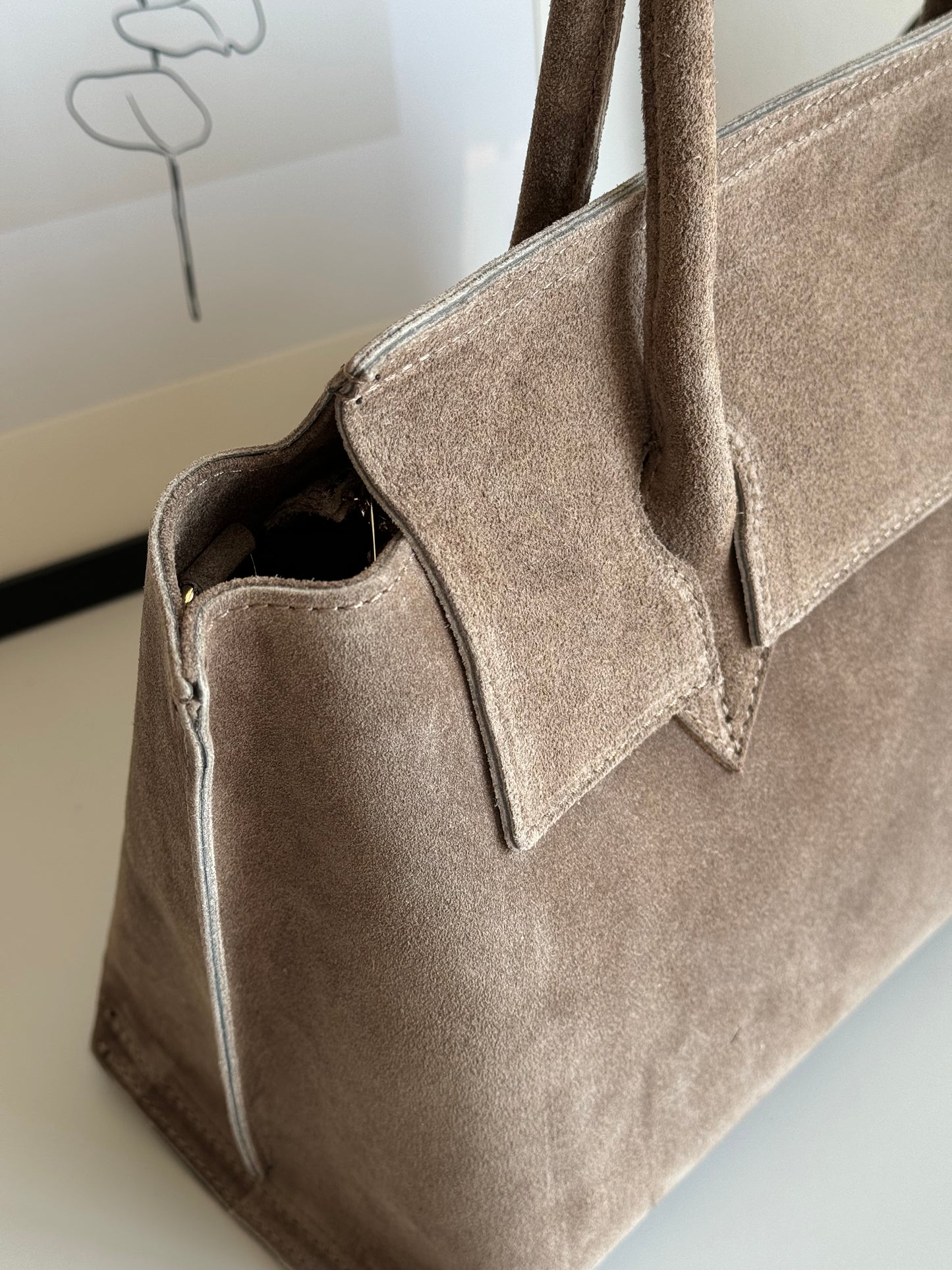 borsa in pelle scamosciata