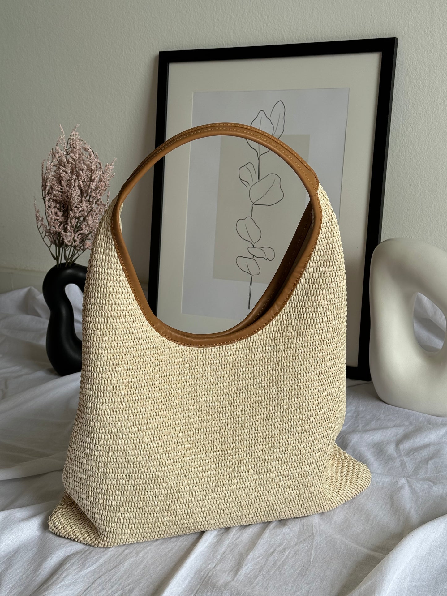 Borsa hobo in rafia