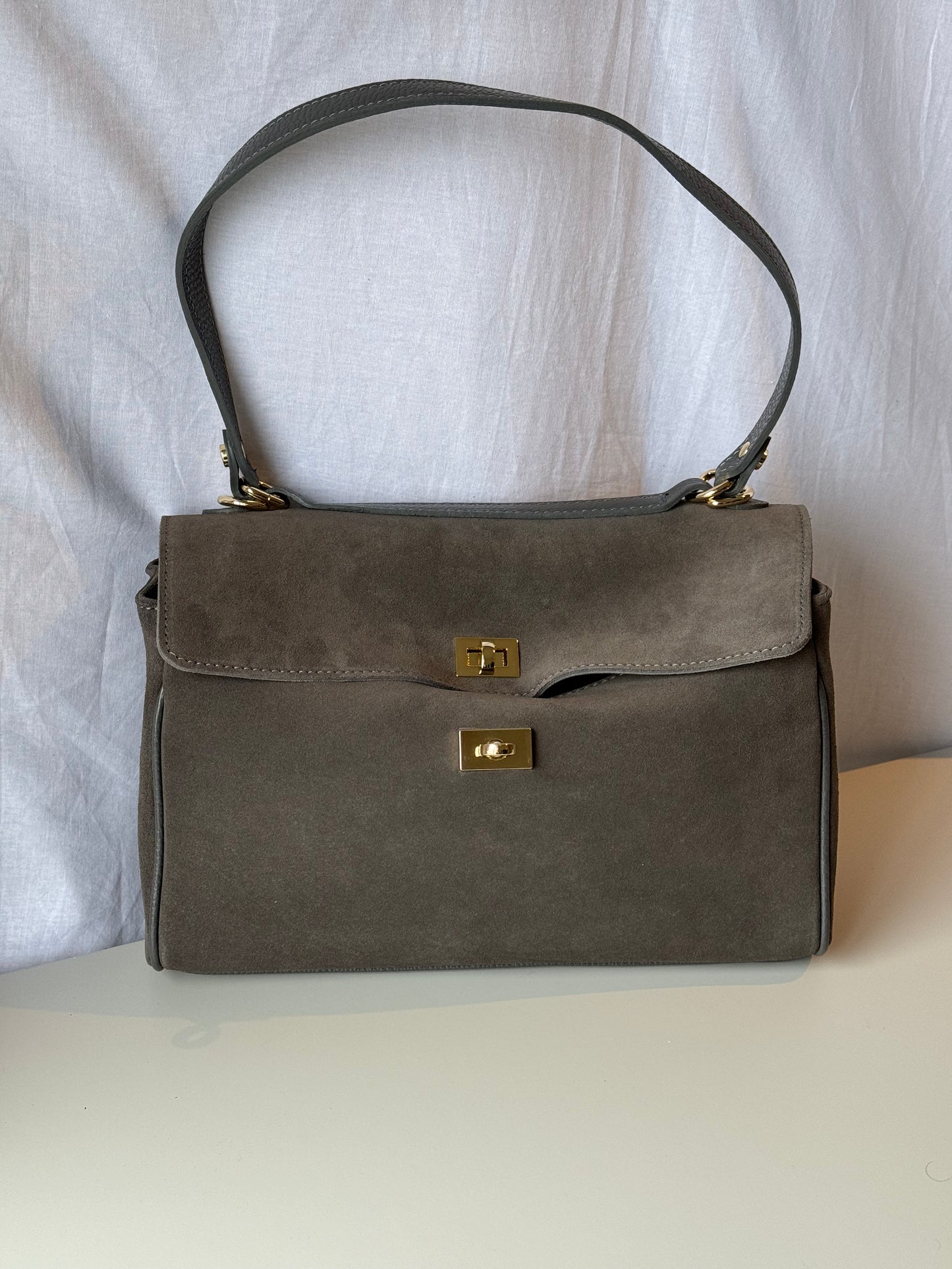 Borsa tote mini in pelle scamosciata