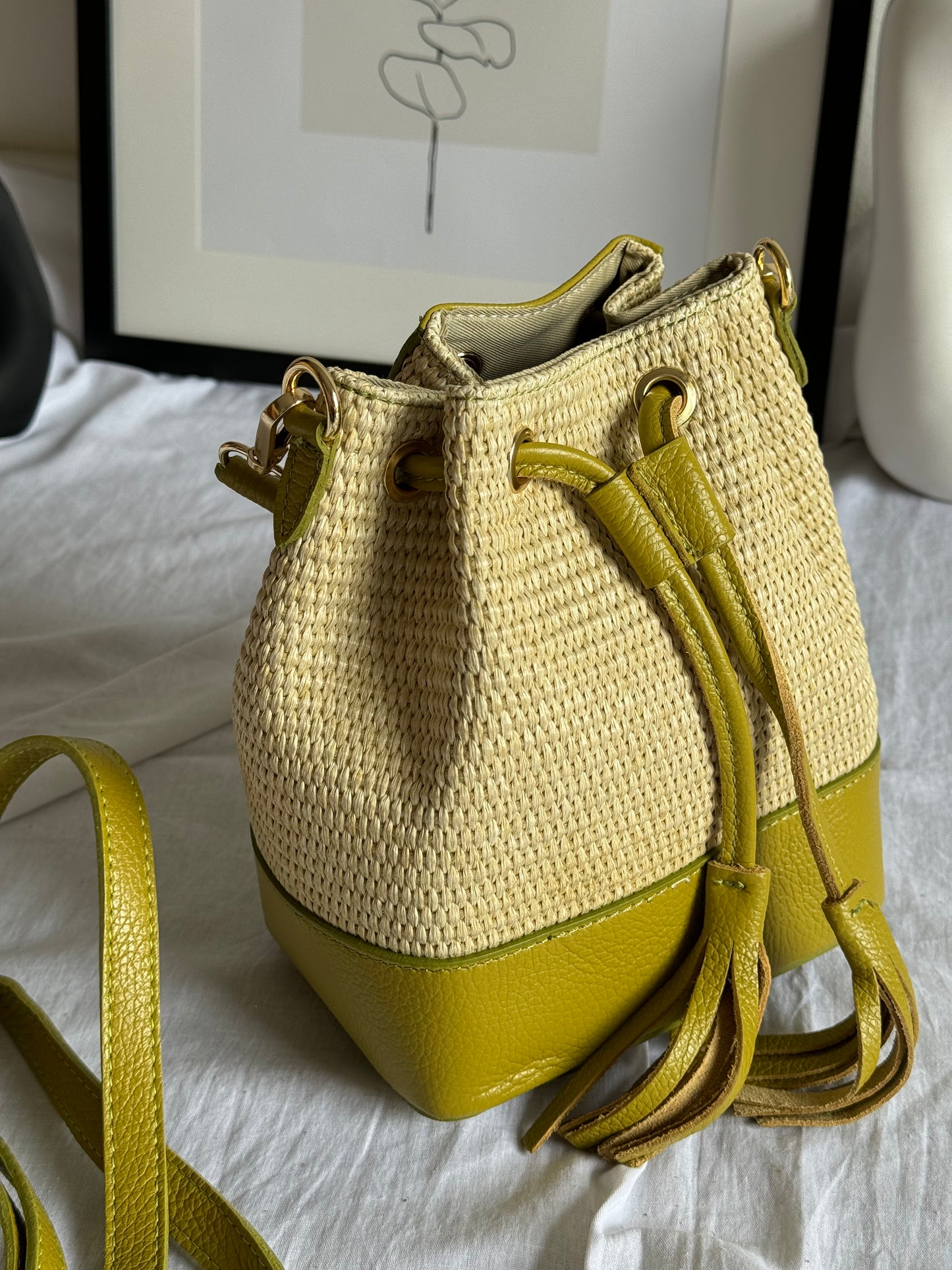 Borsa secchiello in rafia