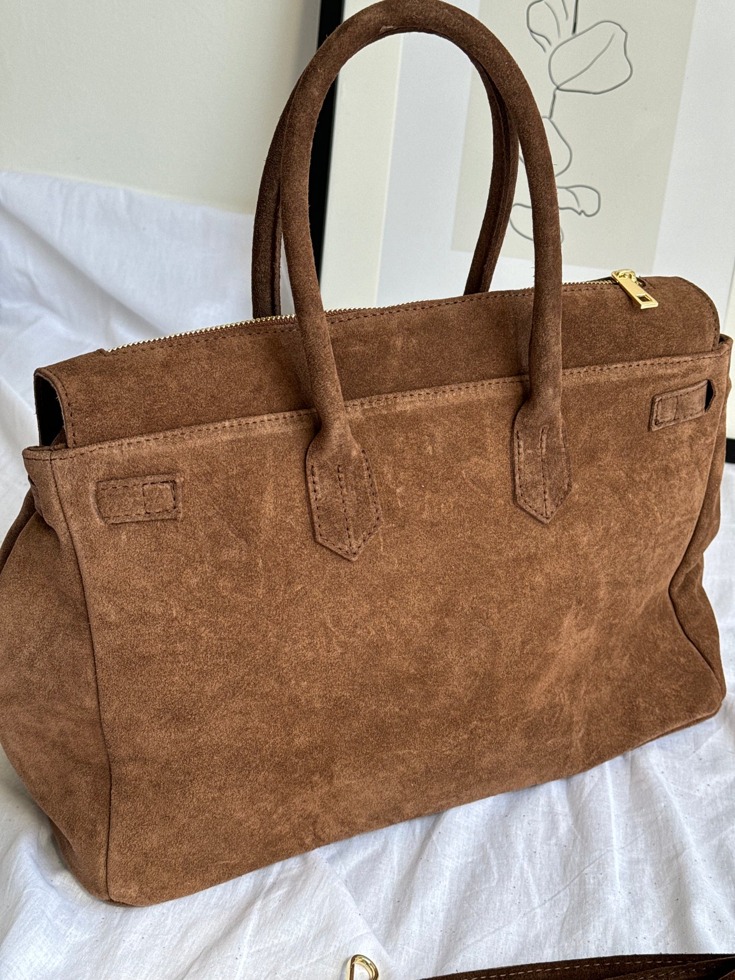 borsa in pelle scamosciata