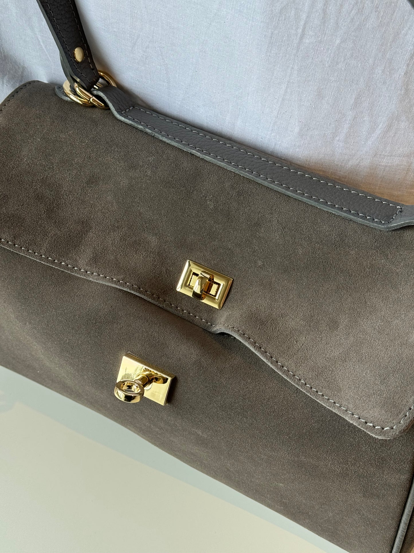 Borsa tote mini in pelle scamosciata