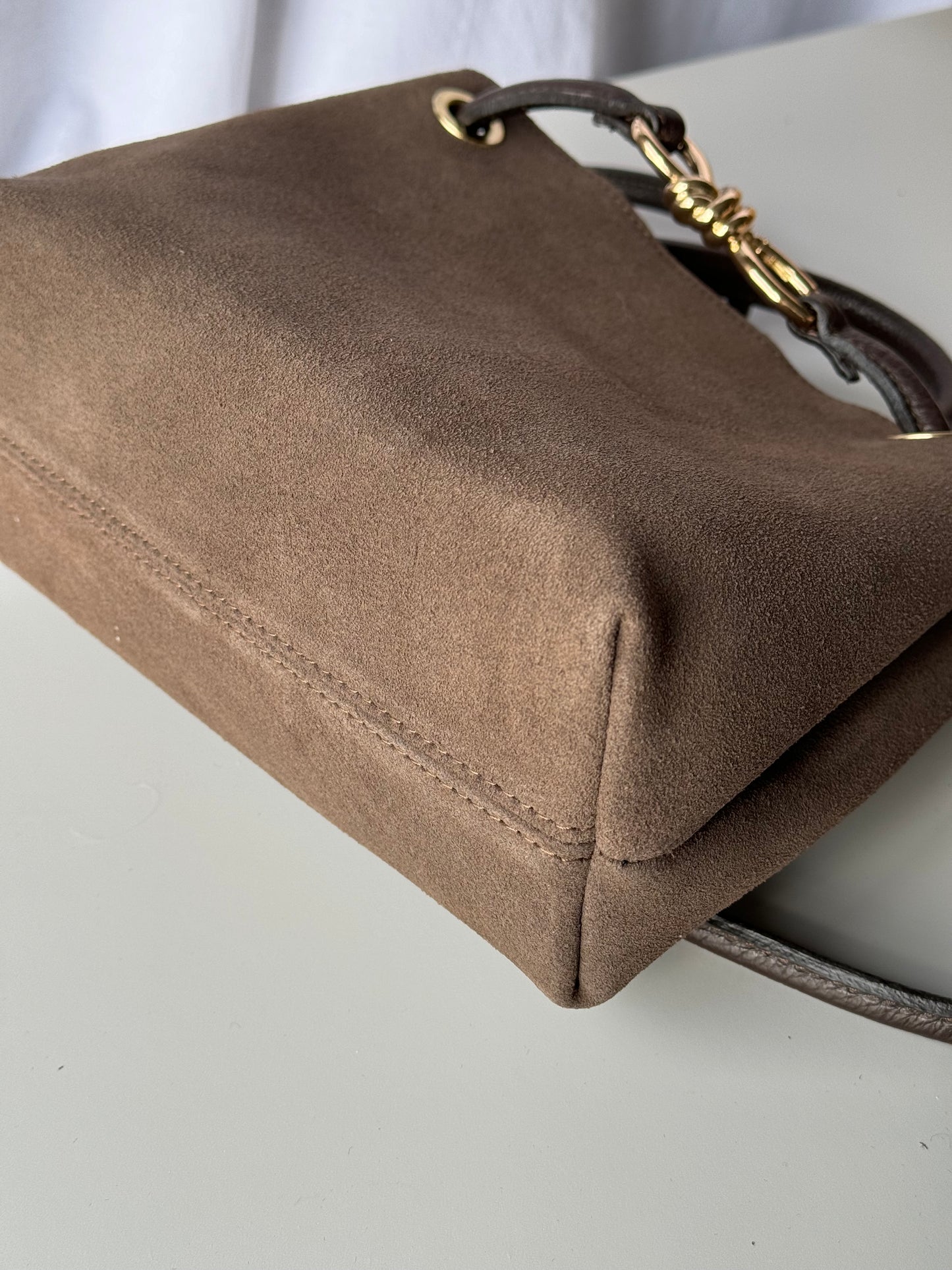 borsa in pelle scamosciata