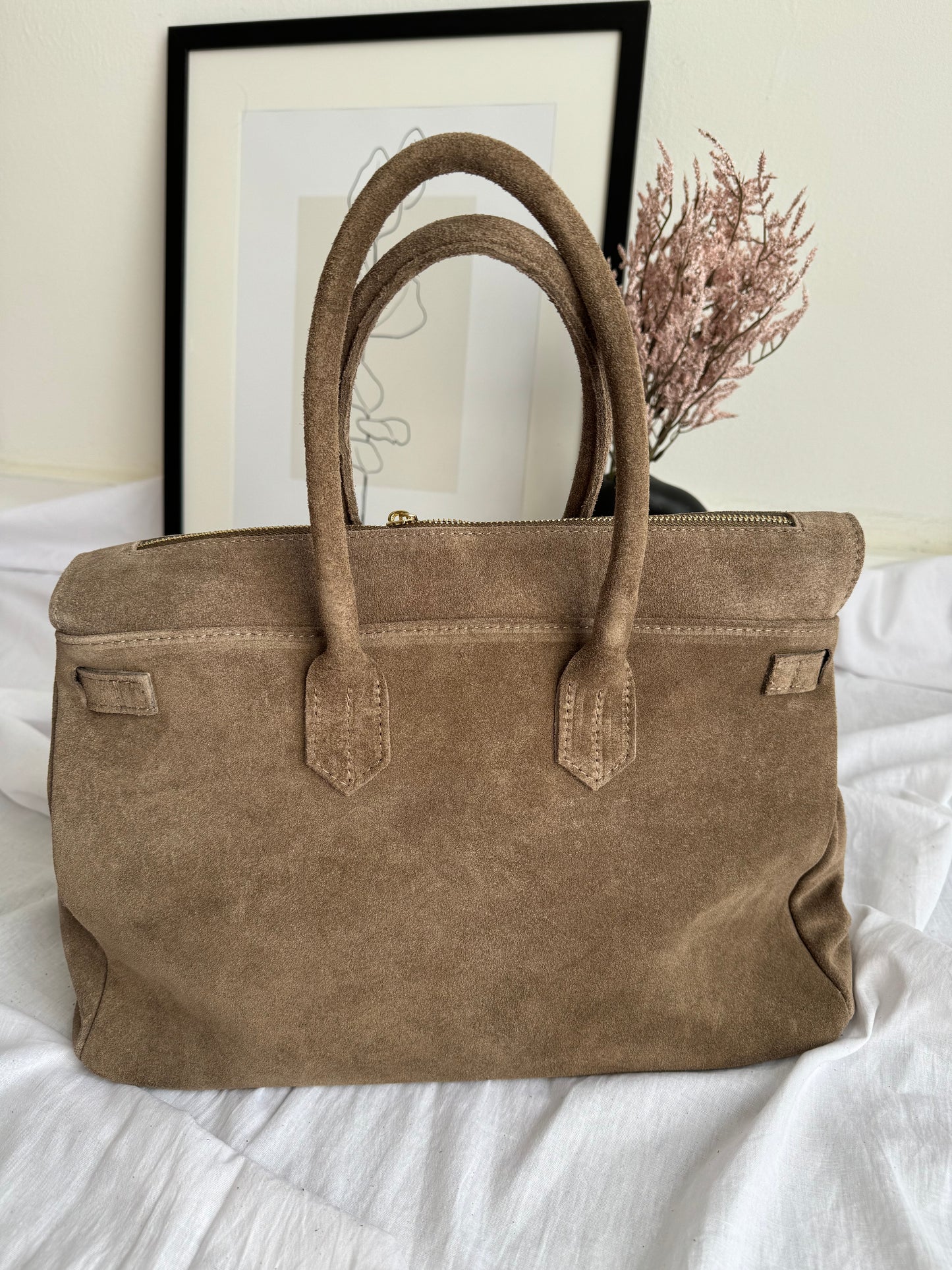 borsa in pelle scamosciata