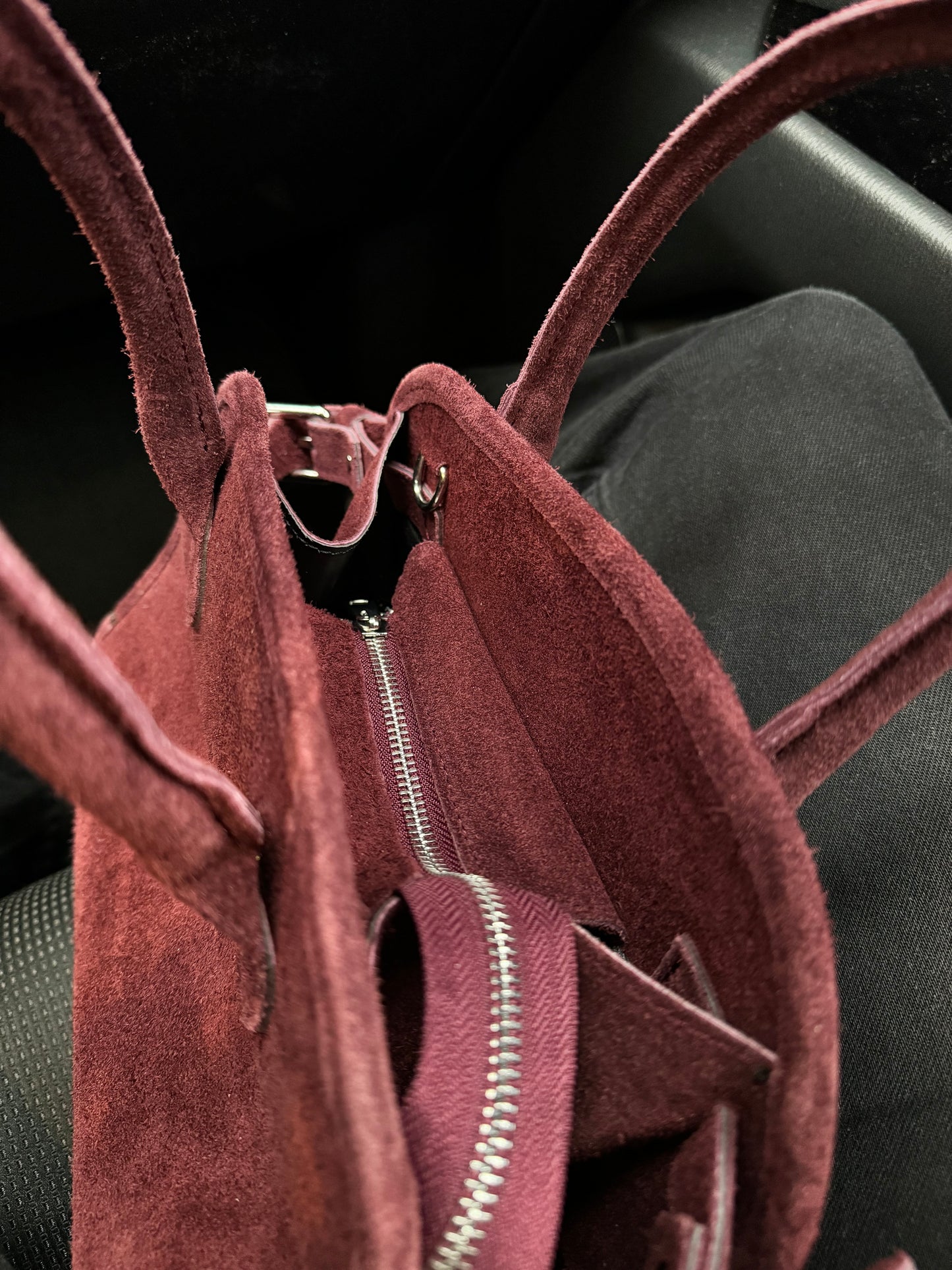 Borsa tote mini in pelle scamosciata