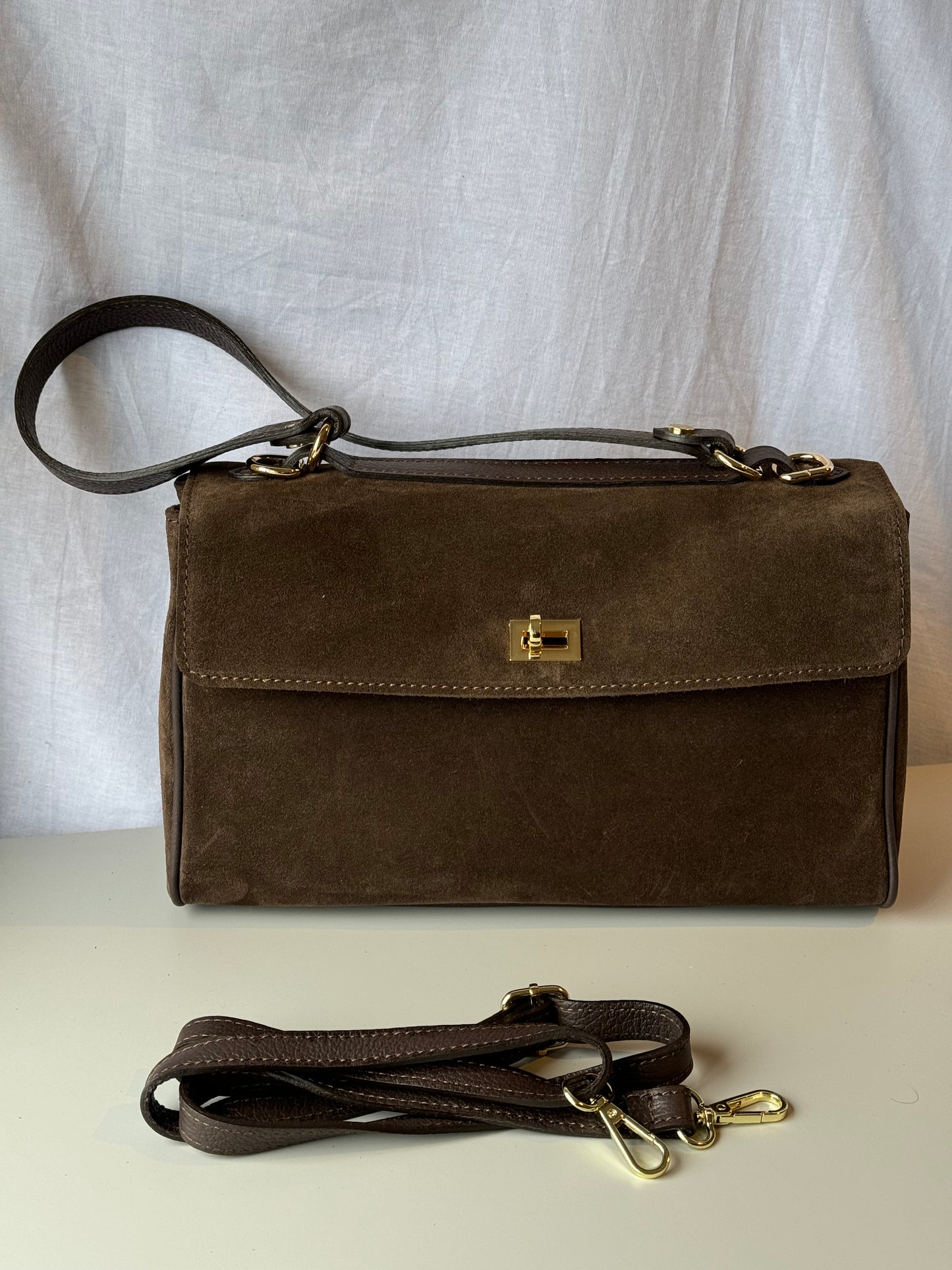 Borsa tote mini in pelle scamosciata