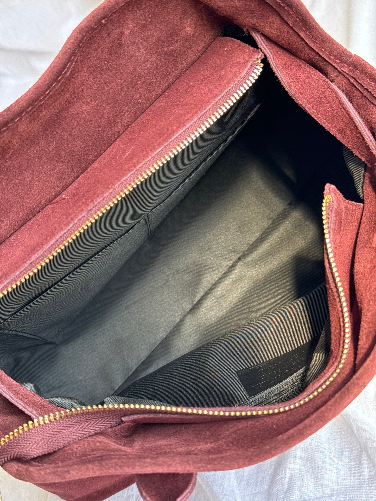 borsa in pelle scamosciata