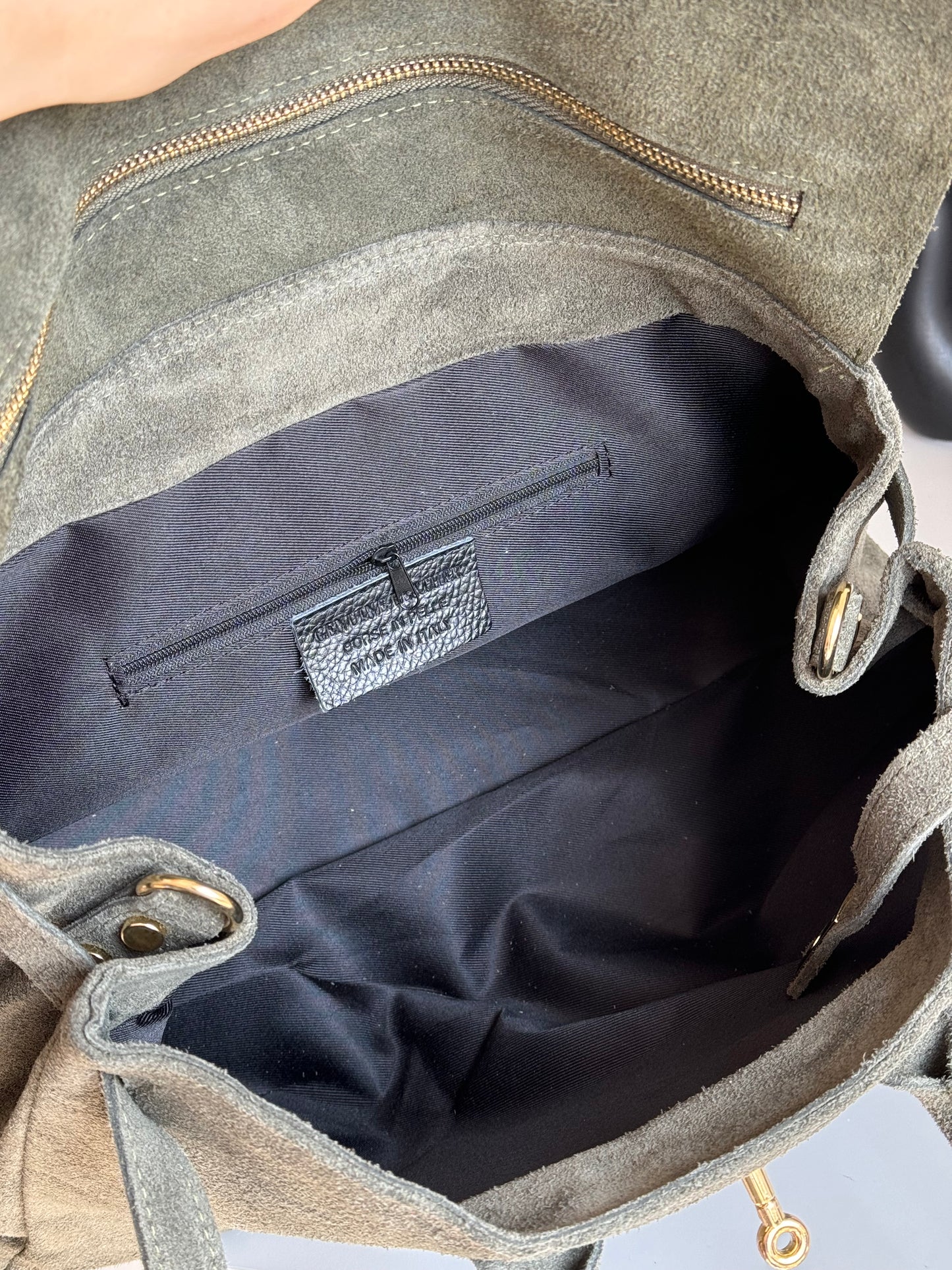 borsa in pelle scamosciata