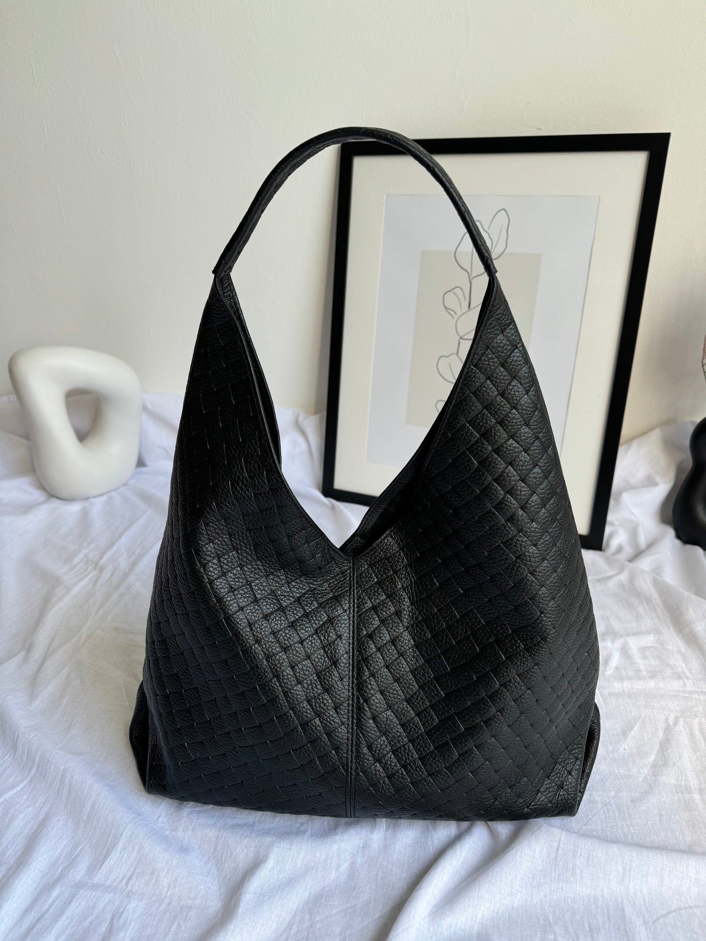 Borsa hobo con pouch in pelle