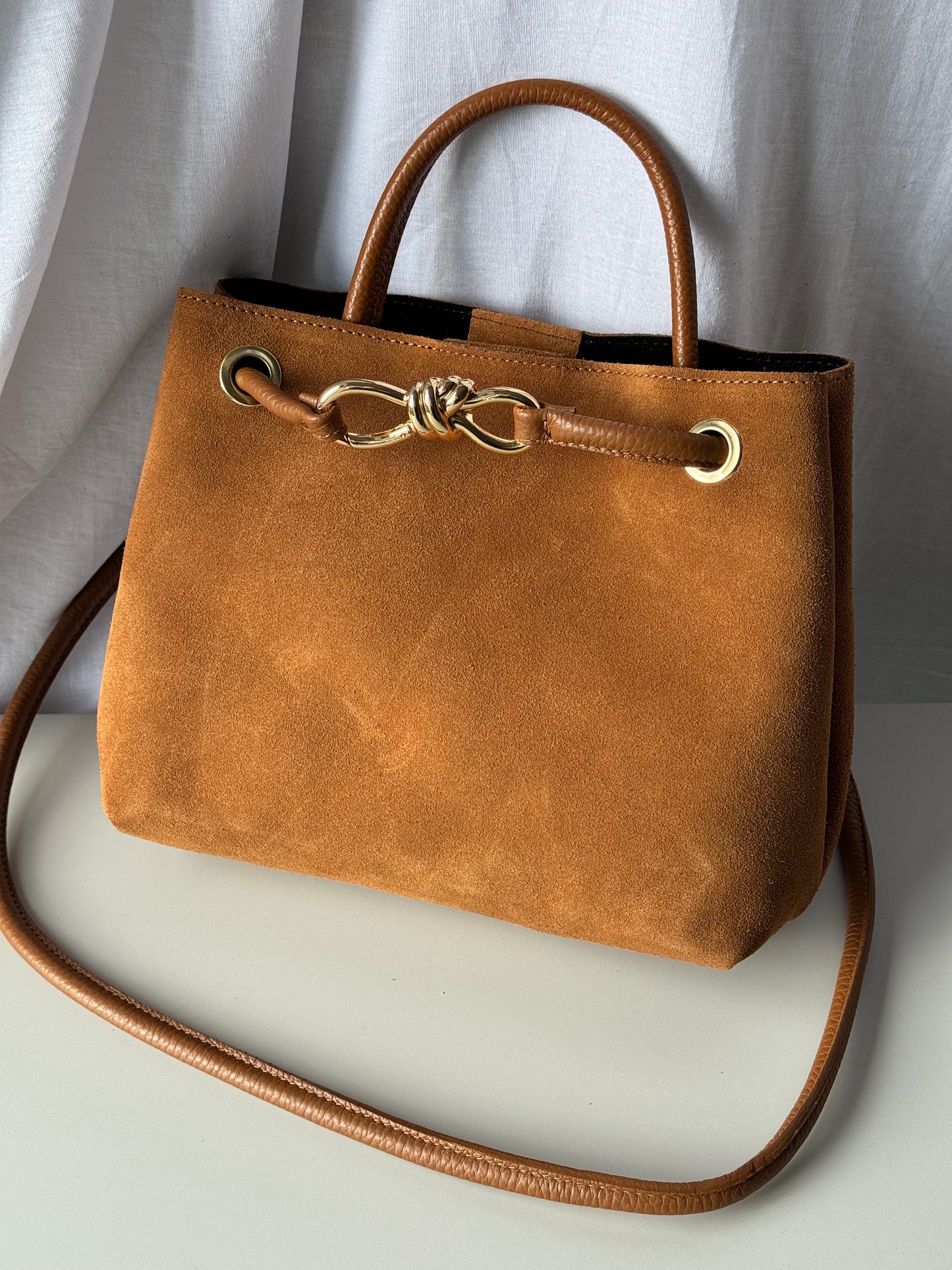 borsa in pelle scamosciata