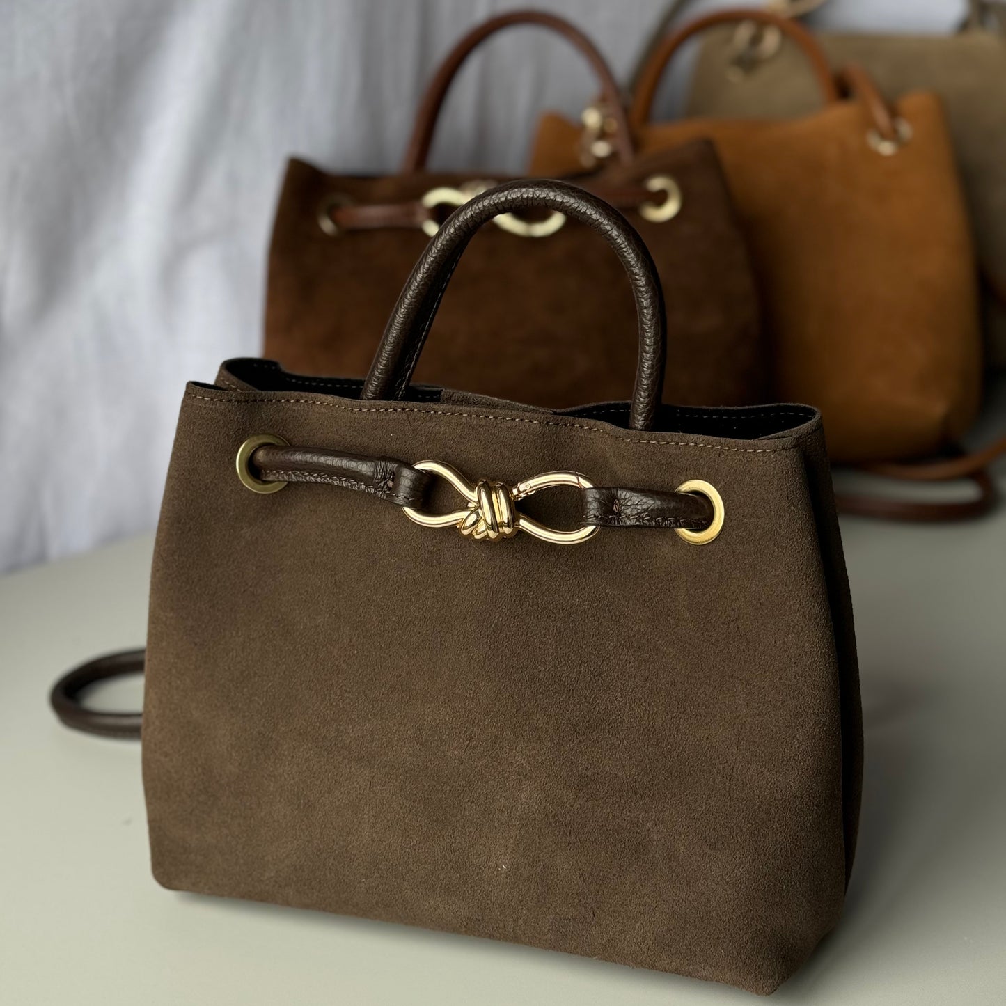 borsa in pelle scamosciata