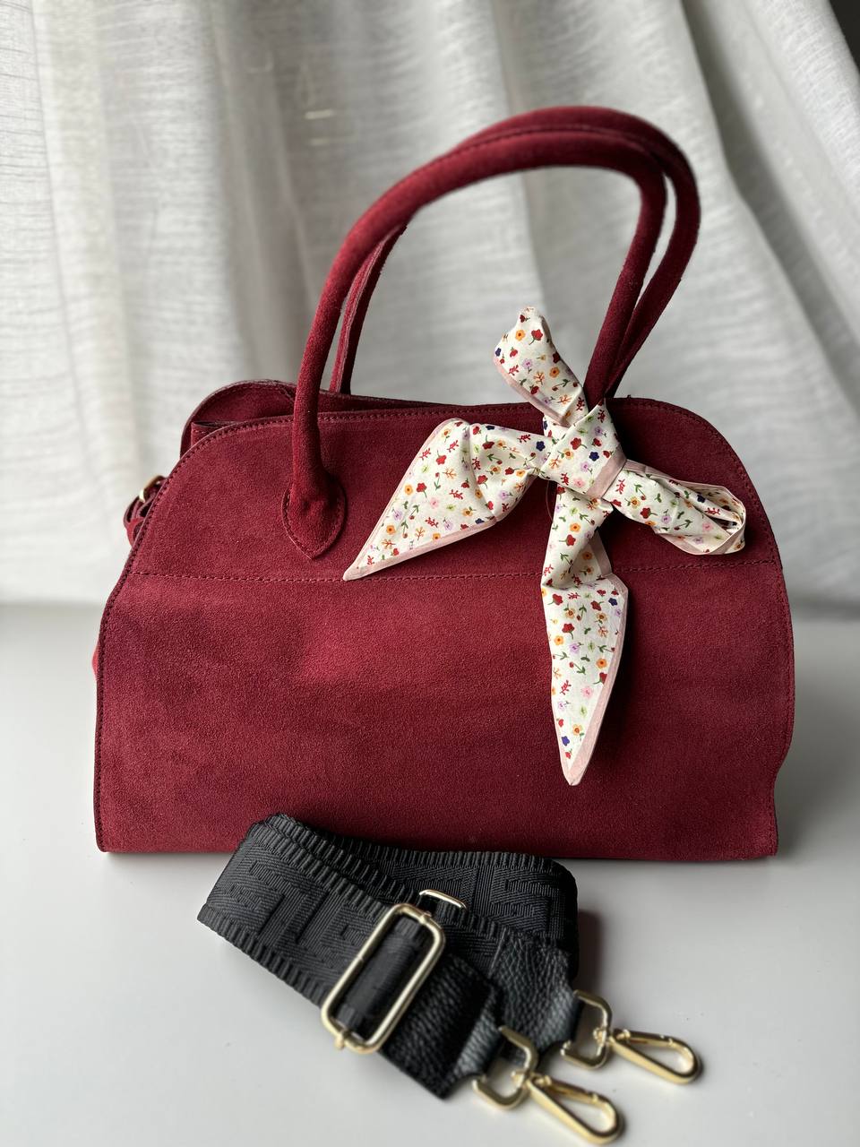 Borsa tote grande in pelle scamosciata