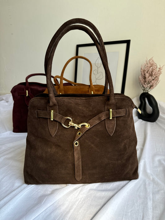 borsa in pelle scamosciata