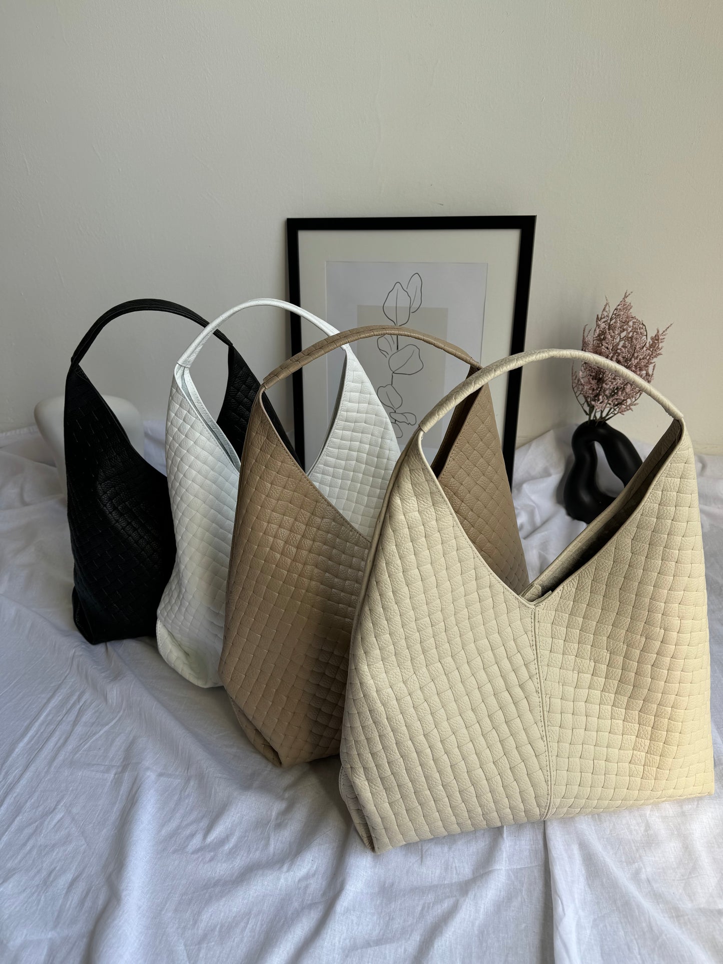 Borsa hobo con pouch in pelle