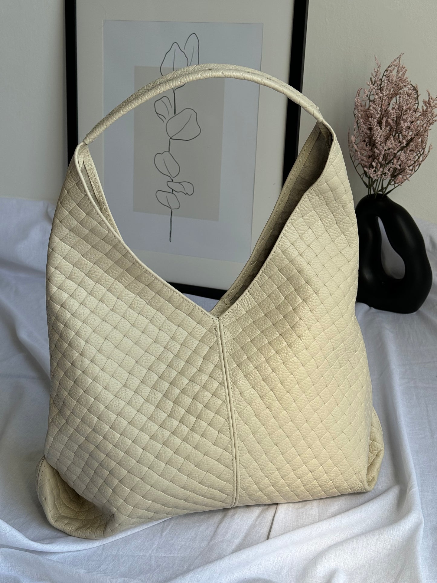 Borsa hobo con pouch in pelle
