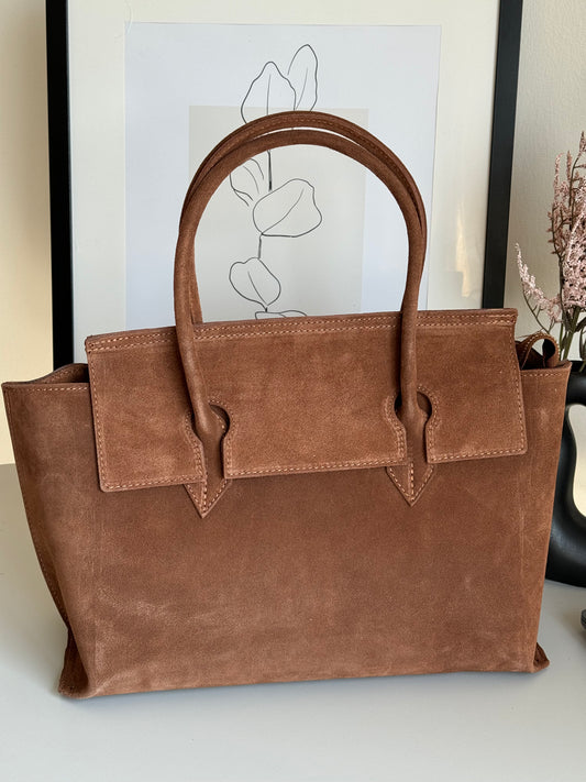 borsa in pelle scamosciata