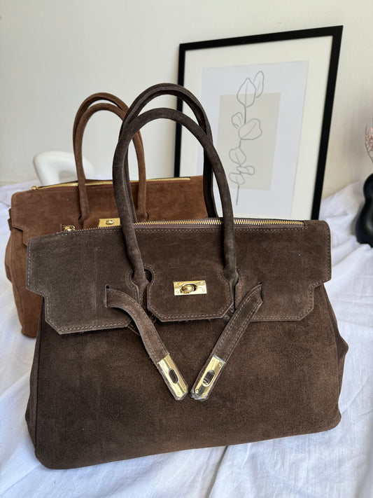 borsa in pelle scamosciata