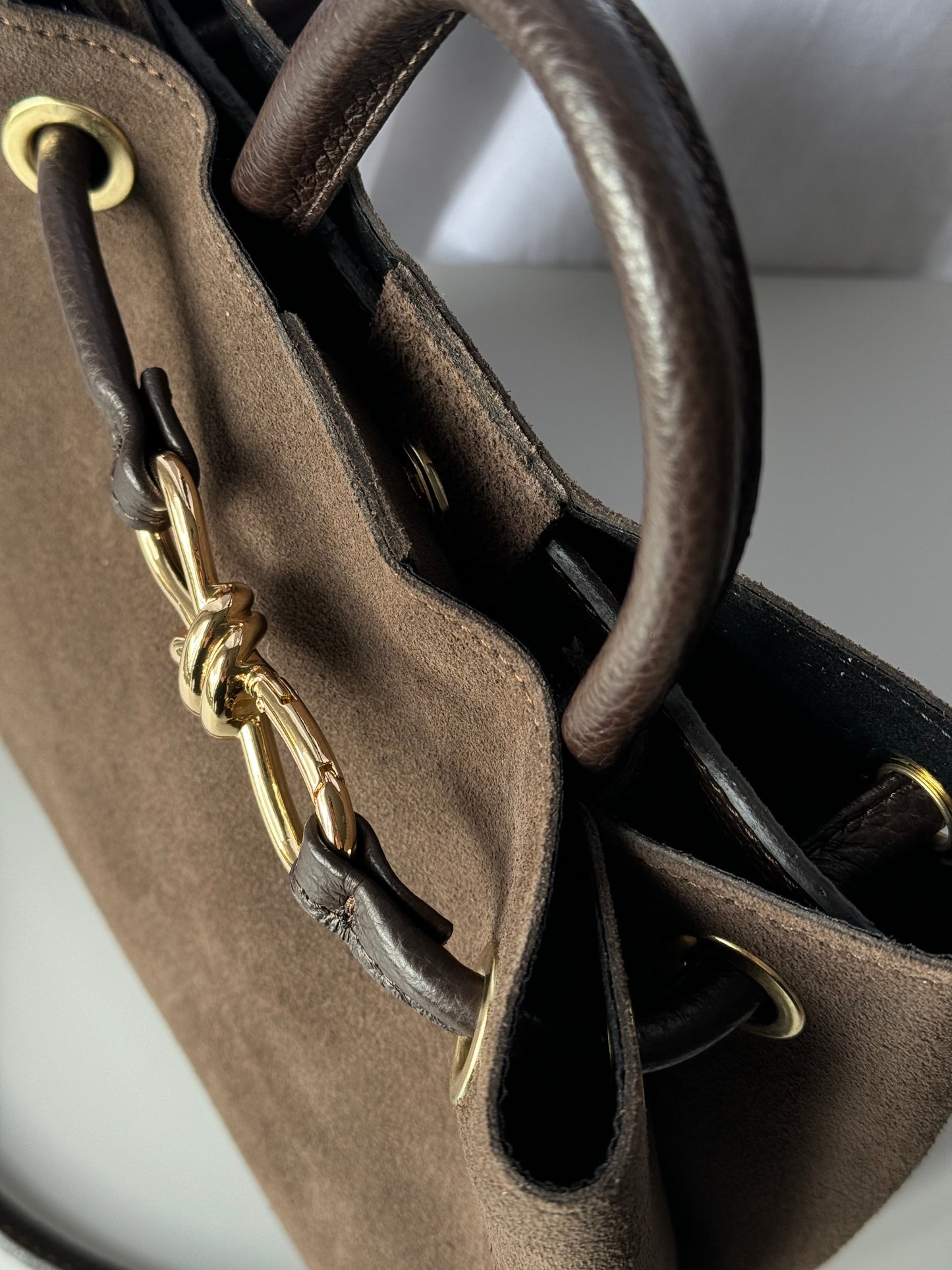 borsa in pelle scamosciata