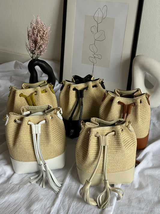 Borsa secchiello in rafia