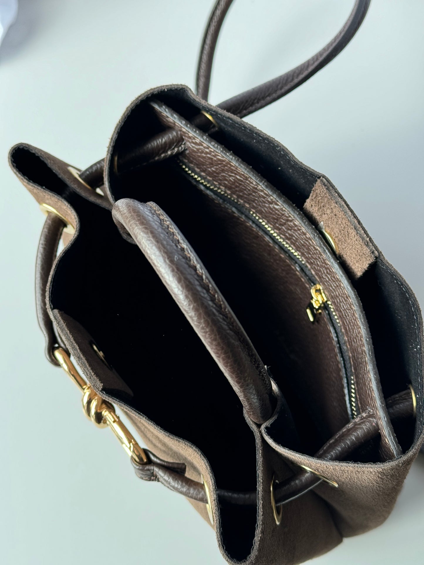 borsa in pelle scamosciata