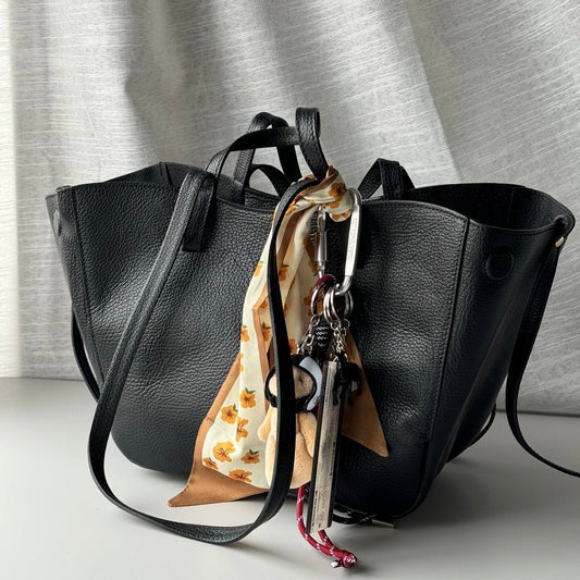 Borsa con doppio manico in pelle