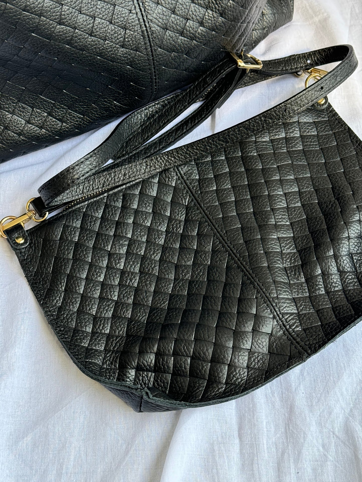 Borsa hobo con pouch in pelle