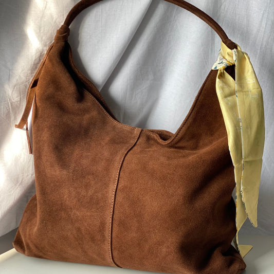 Borsa hobo in pelle scamosciata