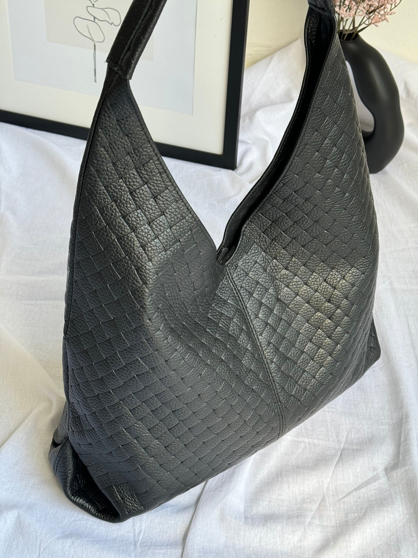 Borsa hobo con pouch in pelle