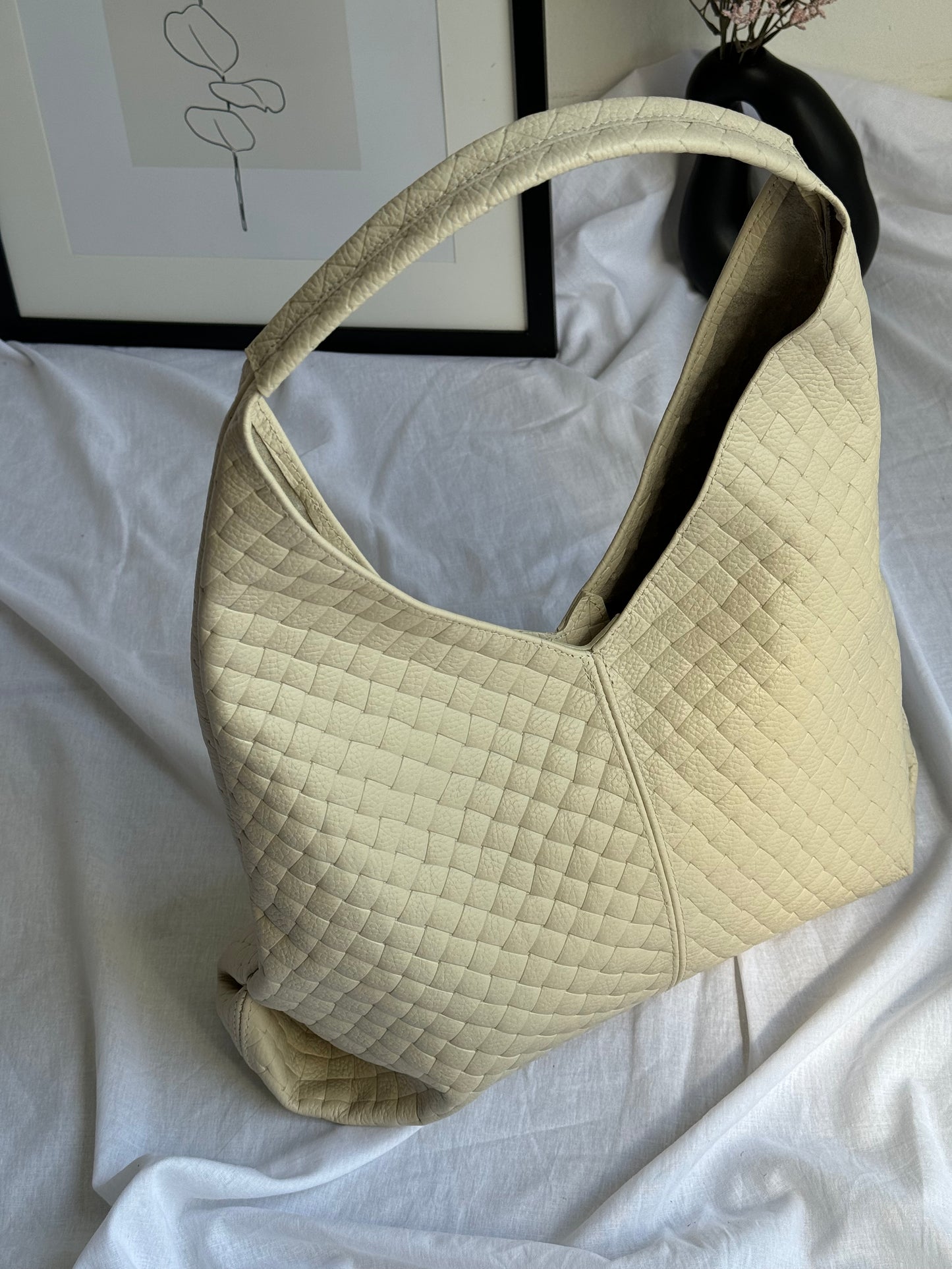 Borsa hobo con pouch in pelle