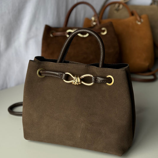 borsa in pelle scamosciata